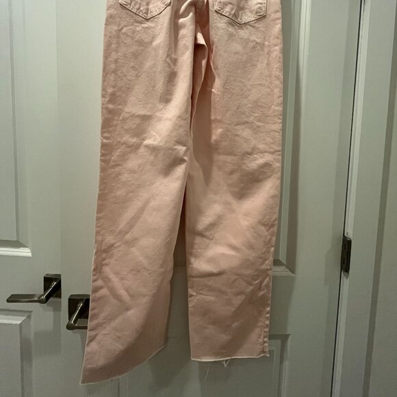 Zara The New Daddy Jeans Women's Pink Wide Leg Frayed Hem Size 4 NWT - Picture 7 of 7
